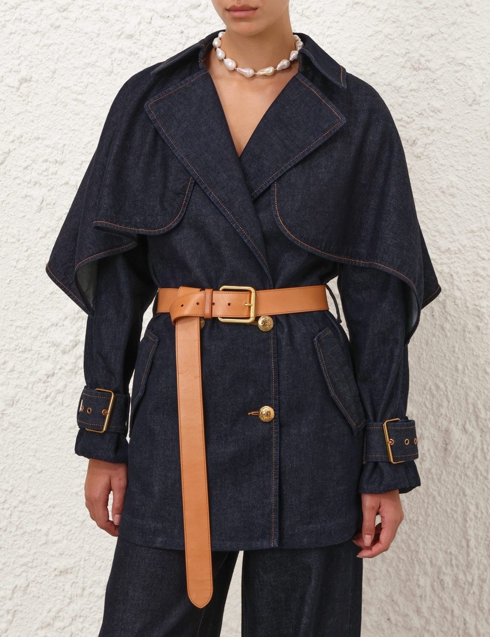 CRUSH DENIM TRENCH COAT - 2