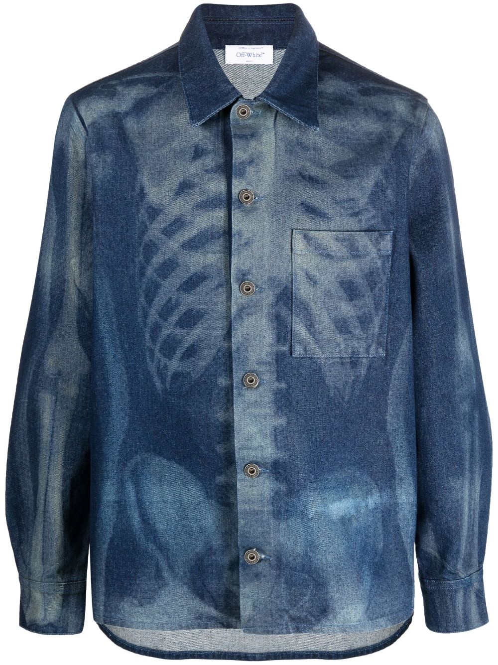 trompe-l'œil-print denim shirt - 1