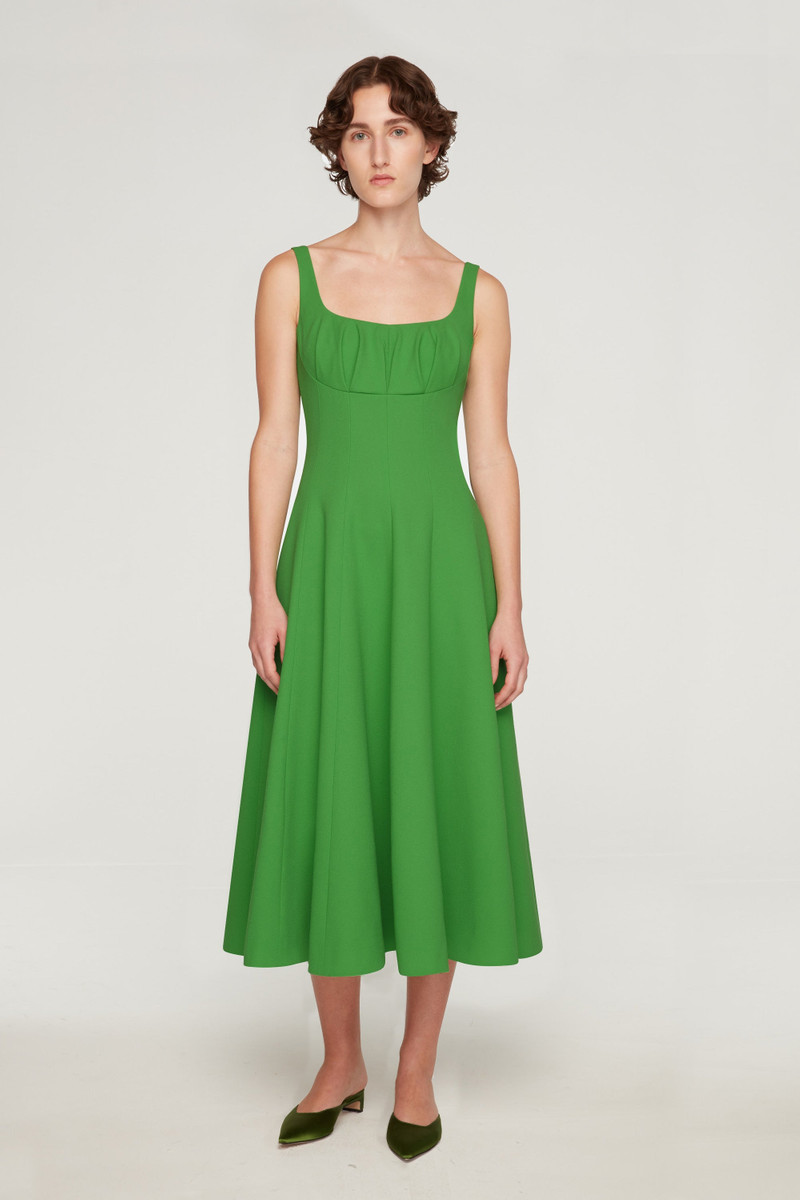 EMILIA WICKSTEAD Collins Dress In Fresh Green Single Wool Crepe outlook
