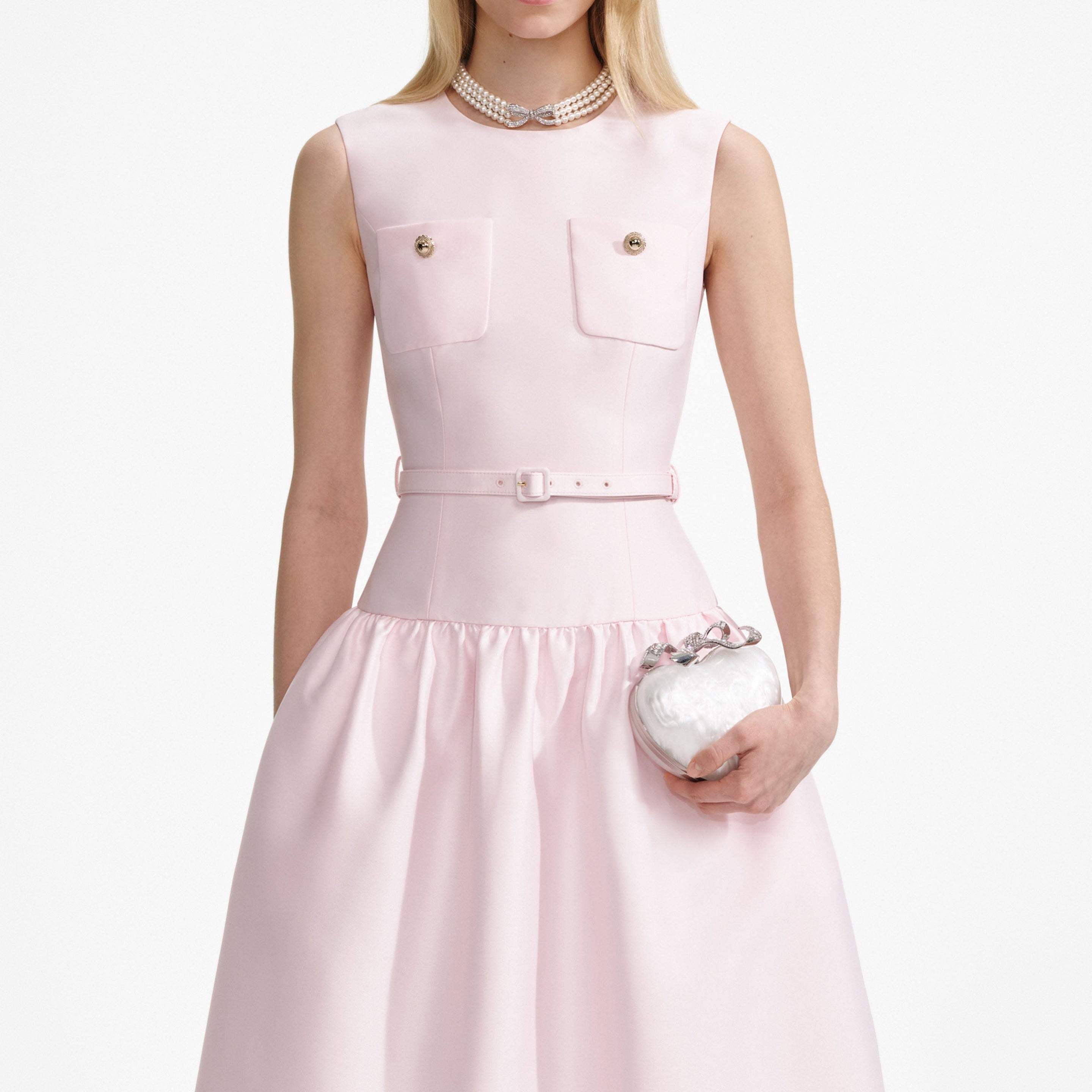 Pink Taffeta Midi Dress - 4