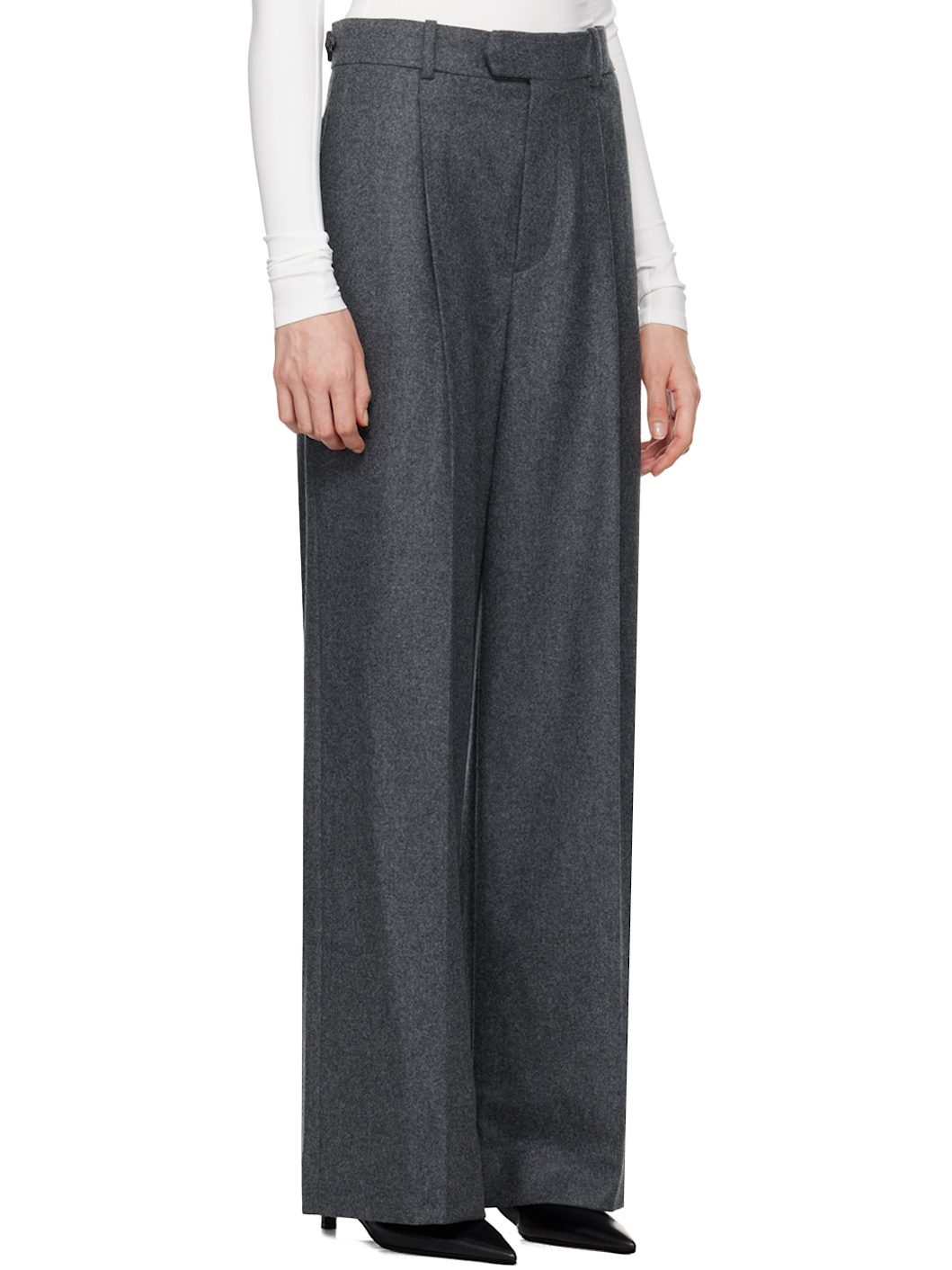 Gray Wide Leg Trousers - 2