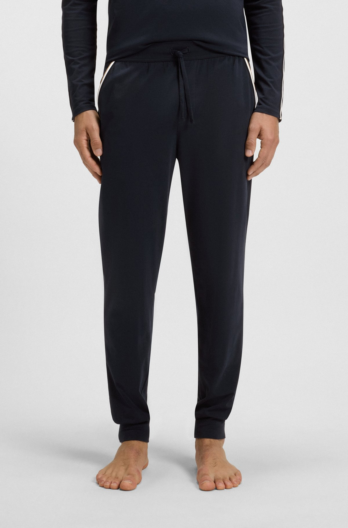 PAJAMA BOTTOMS IN STRETCH COTTON WITH TAPE TRIMS - 2