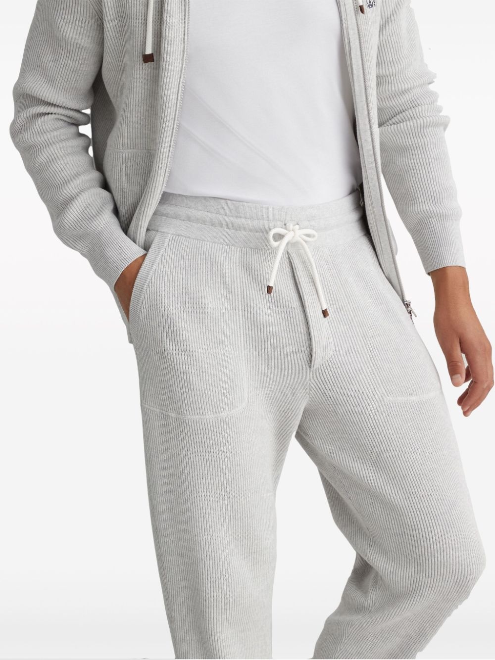 jersey-texture cotton track pants - 4