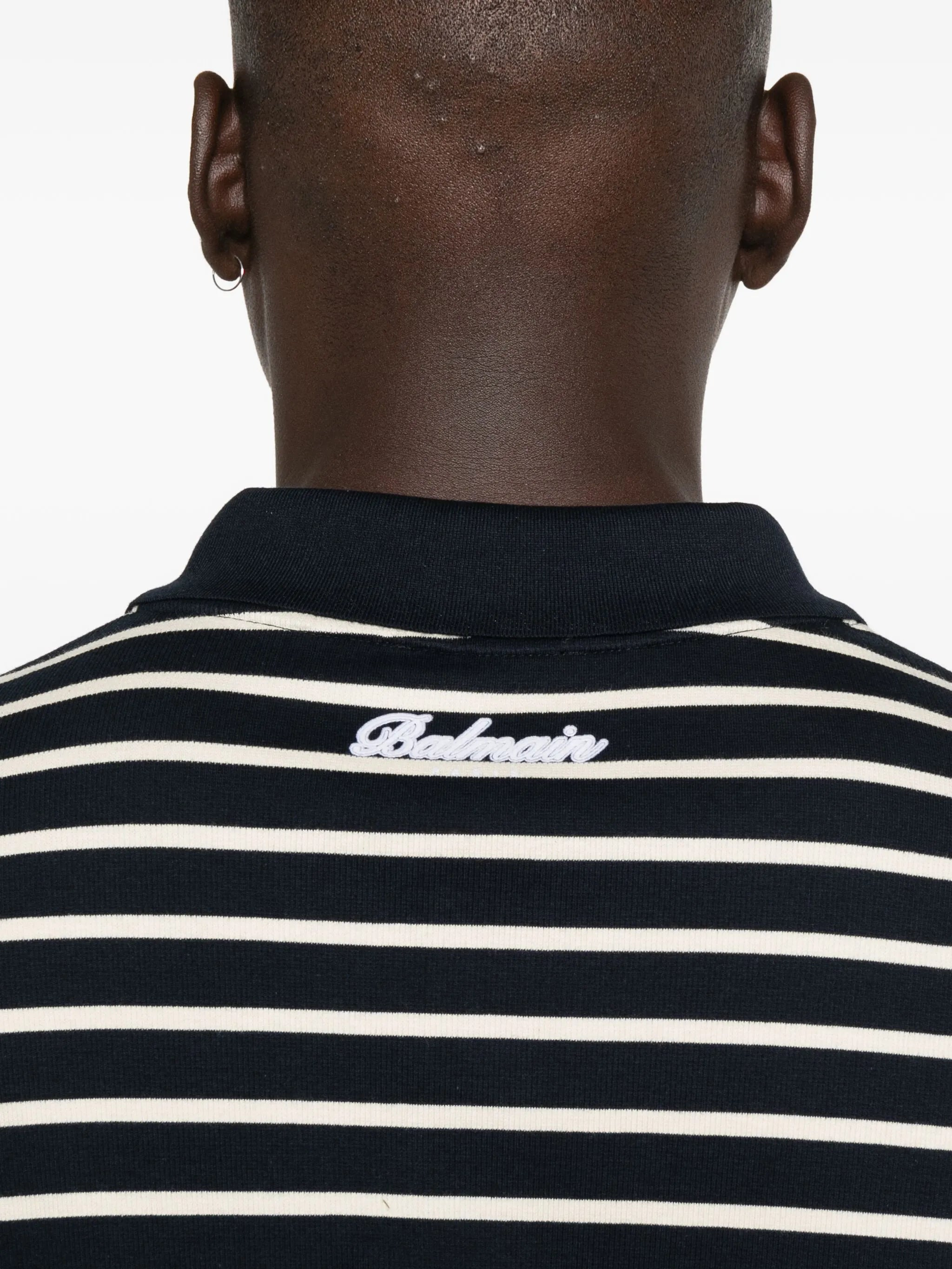 Balmain Striped-pattern Short-sleeve Polo Shirt - 4