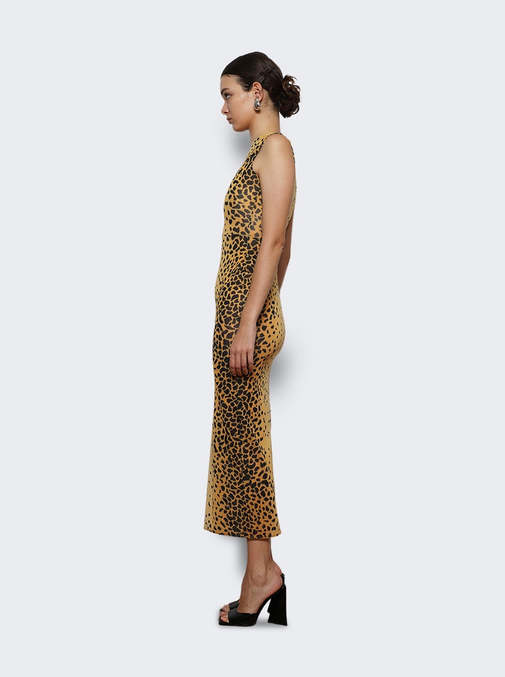 Sleeveless Dress In Stretch Mesh Cheetah - 3