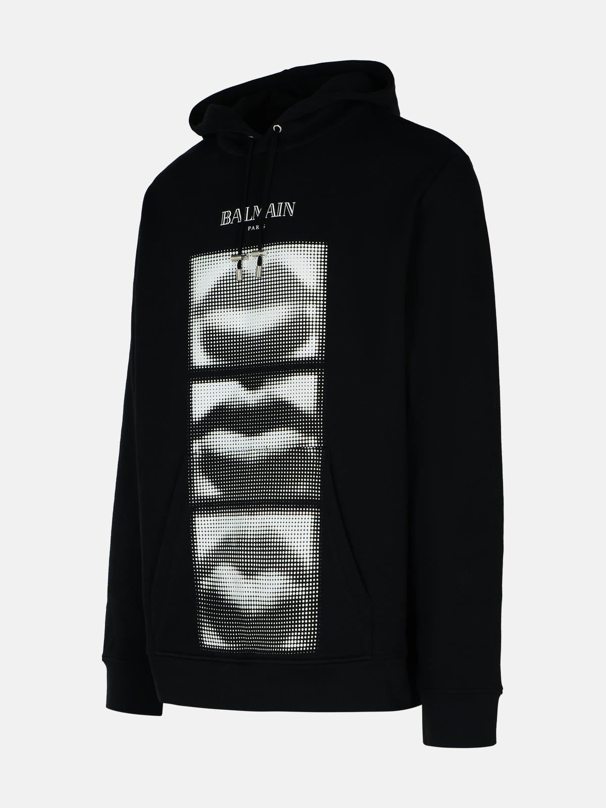 'LIPS' BLACK COTTON SWEATSHIRT - 2