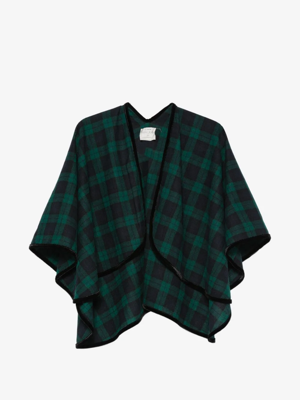tartan velvet-trim scarf - 1