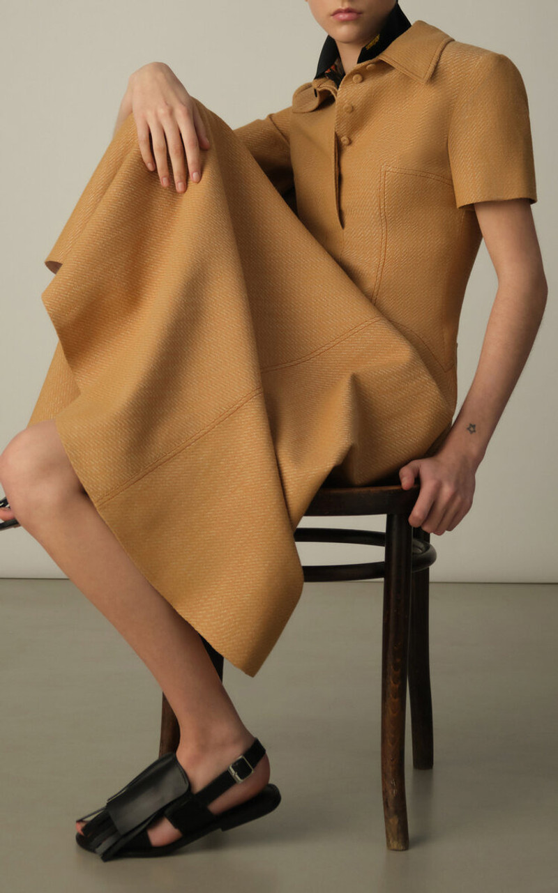 EMILIA WICKSTEAD Jody Cotton Midi Dress tan outlook