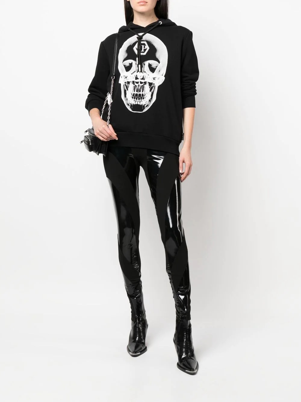 skull-print cotton hoodie - 2