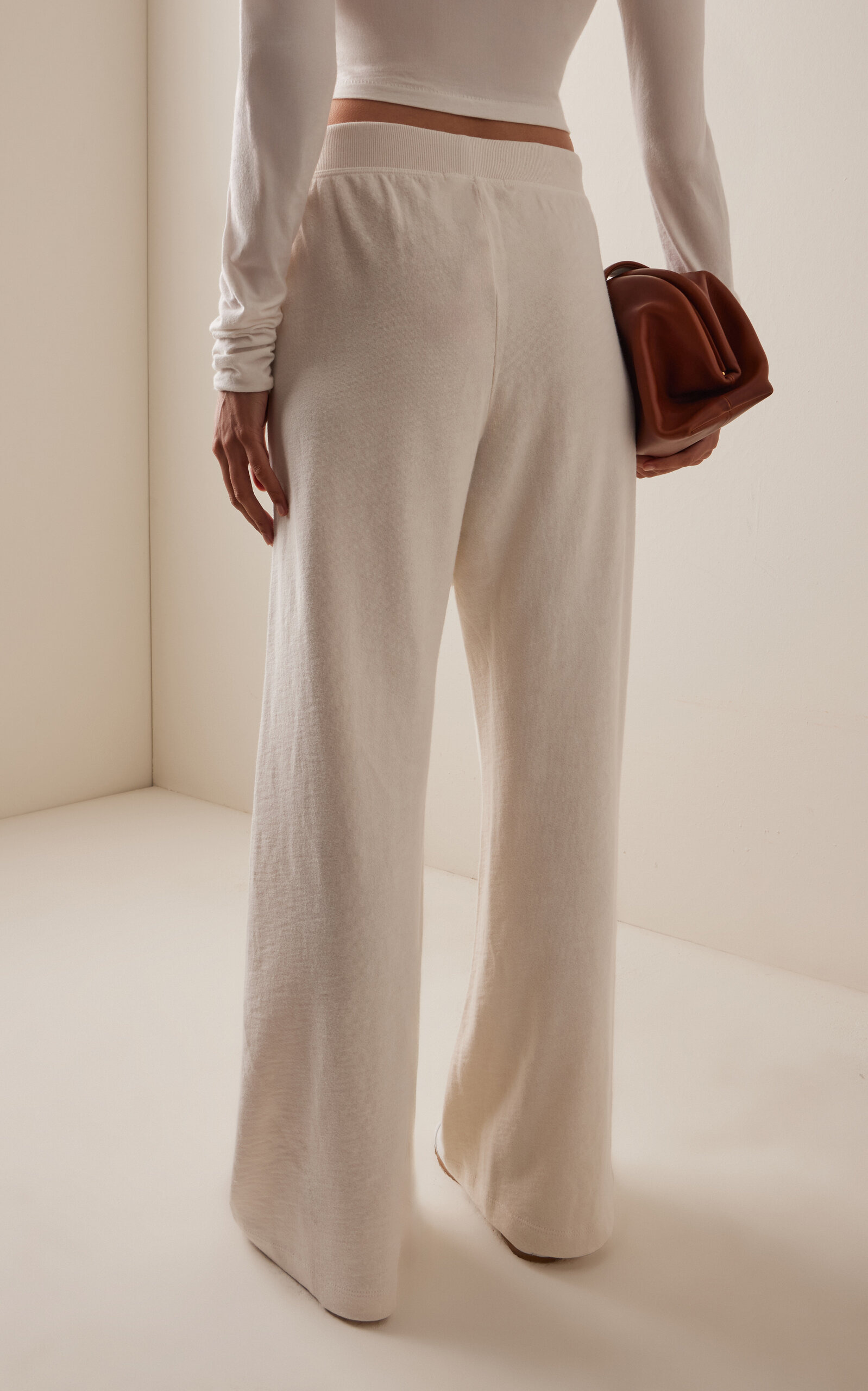 Cotton Wide-Leg Sweatpants ivory - 4