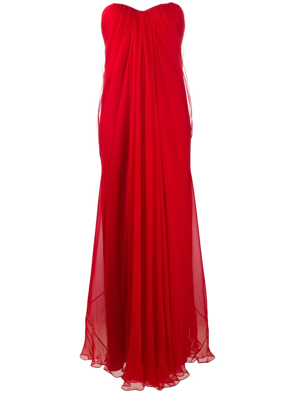 pleat-detail long evening dress - 1