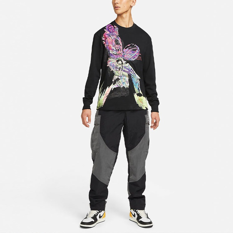 Jordan Men's Air Jordan SS22 23 Engineered '85 Printing Long Sleeves Black T-Shirt DH8907-010 outlook