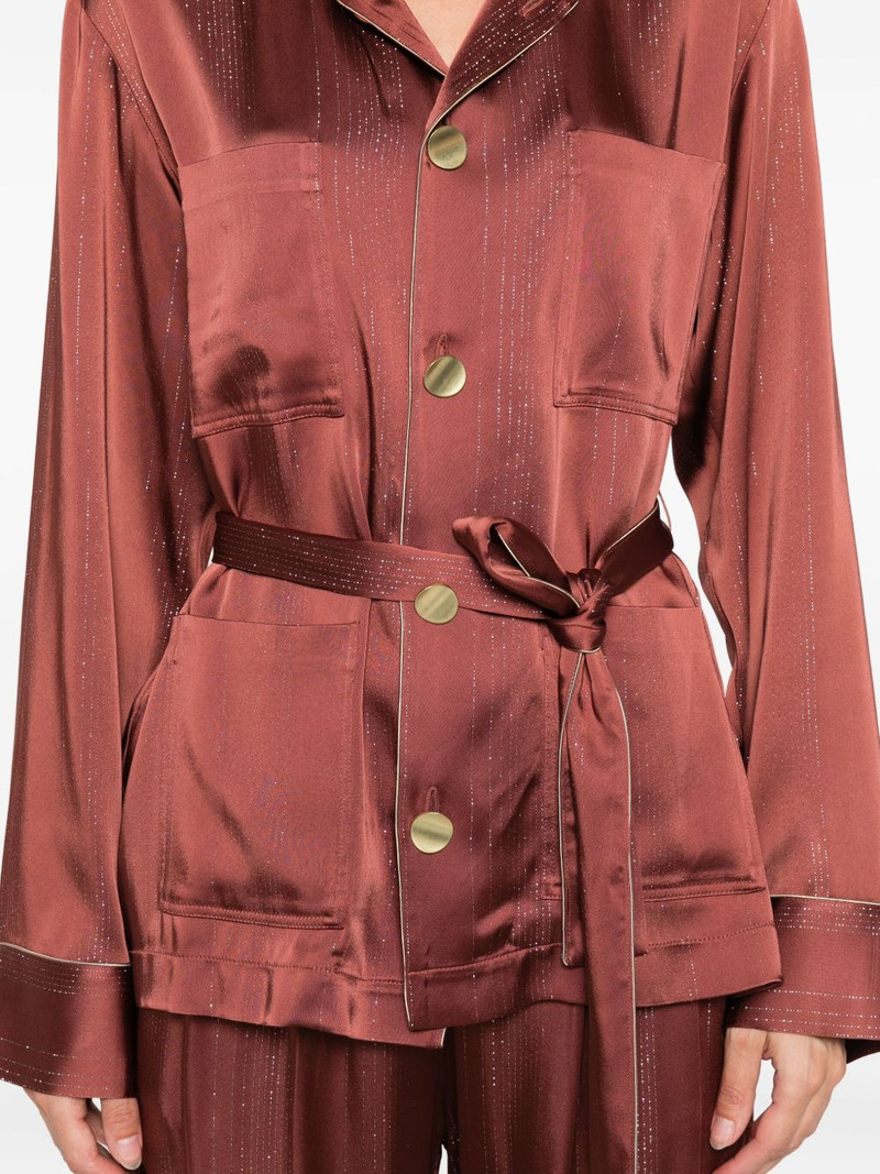 metallic-striped belted jacket 5