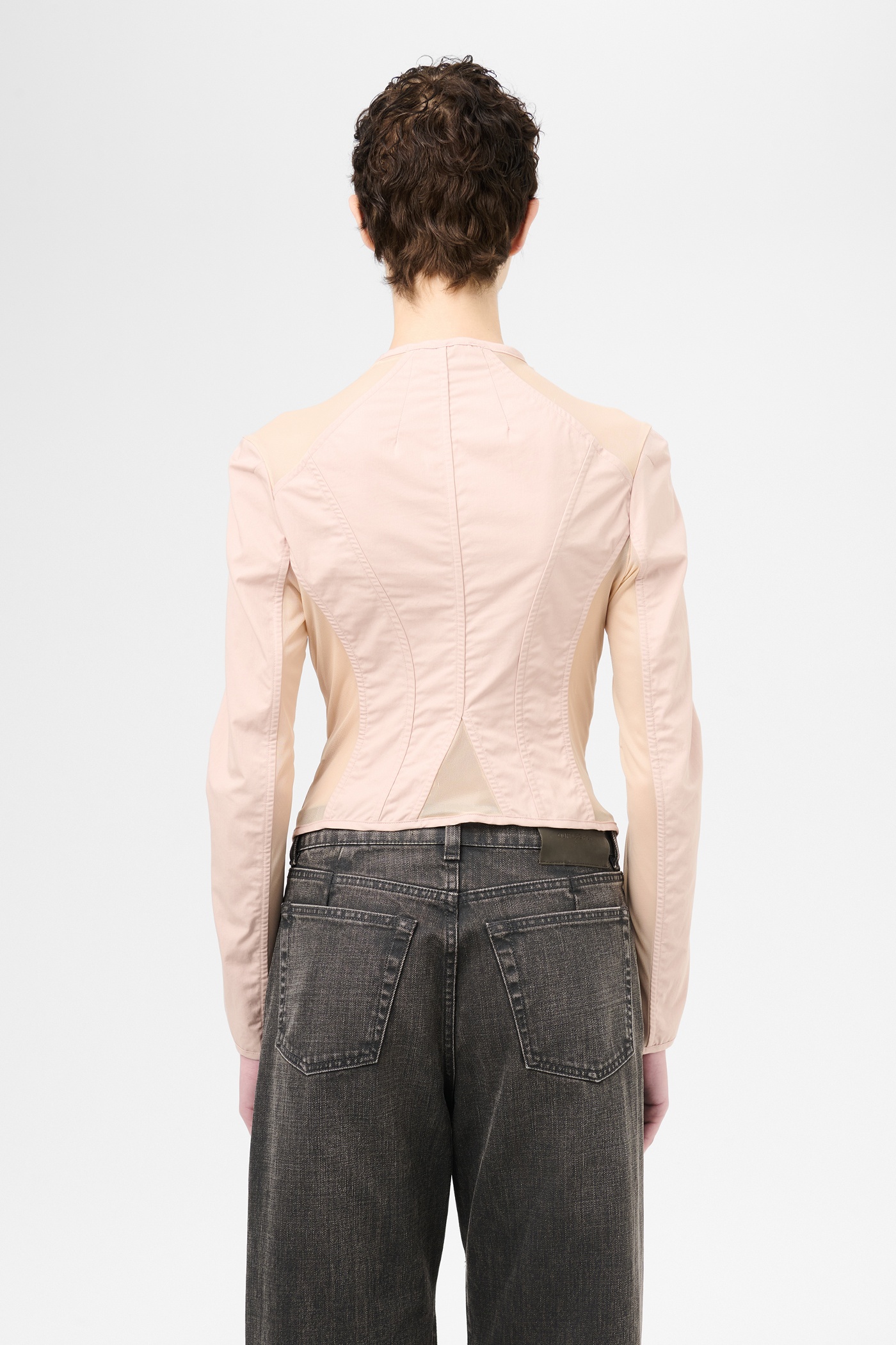 Corset Jacket Powder Rouge Sanded Poplin. - 7