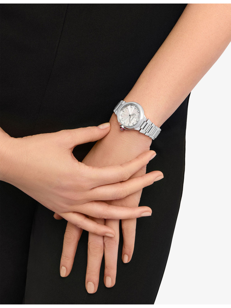 BVLGARI RE00006 Lvcea stainless-steel and 0.22ct diamond automatic watch outlook