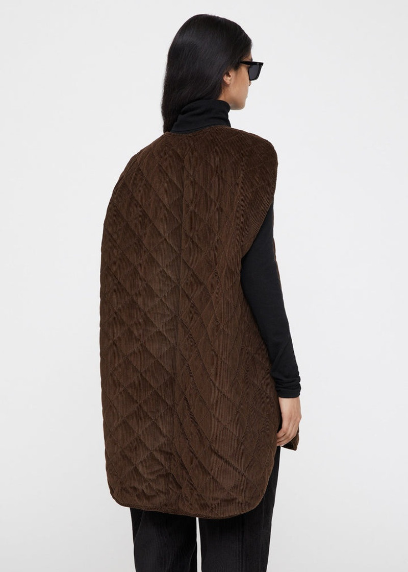 Quilted cord vest saddle brown 4