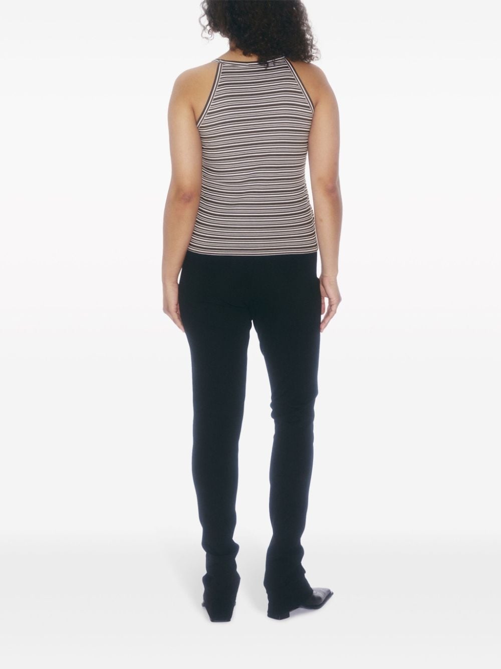 monogram-embroidered striped organic cotton tank top - 3