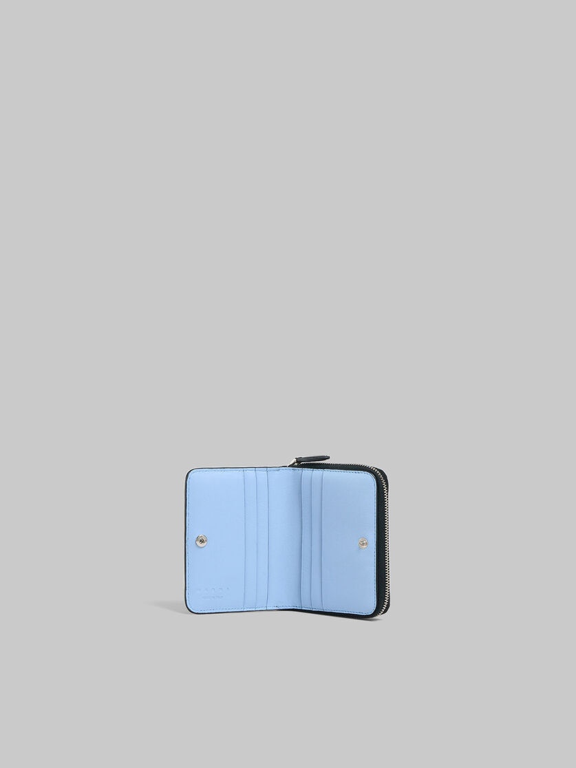 BLACK LEATHER ZIP-AROUND COMPACT WALLET WITH RAISED MARNI LOGO - 2