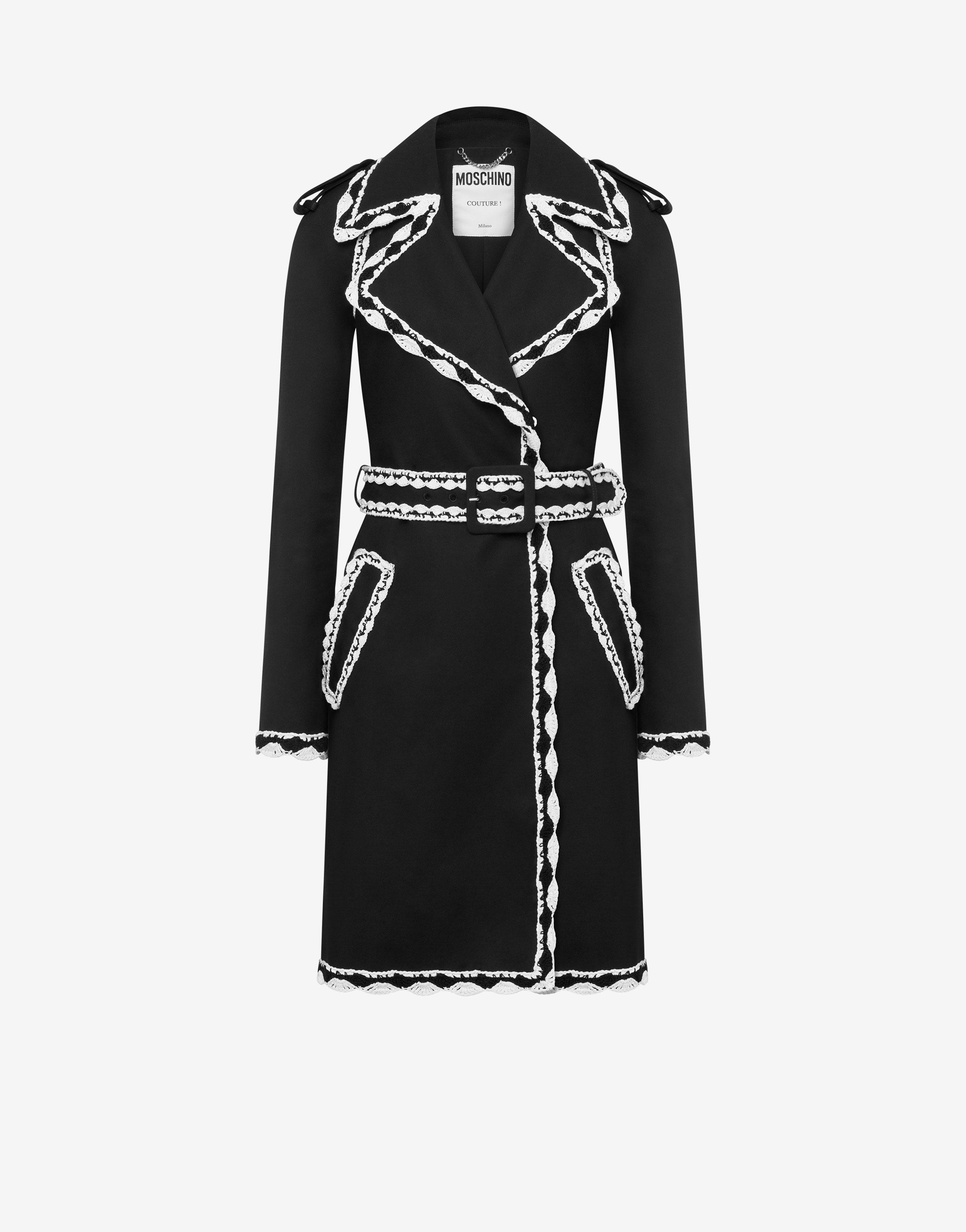 CROCHET DETAILS GABARDINE TRENCH COAT - 1