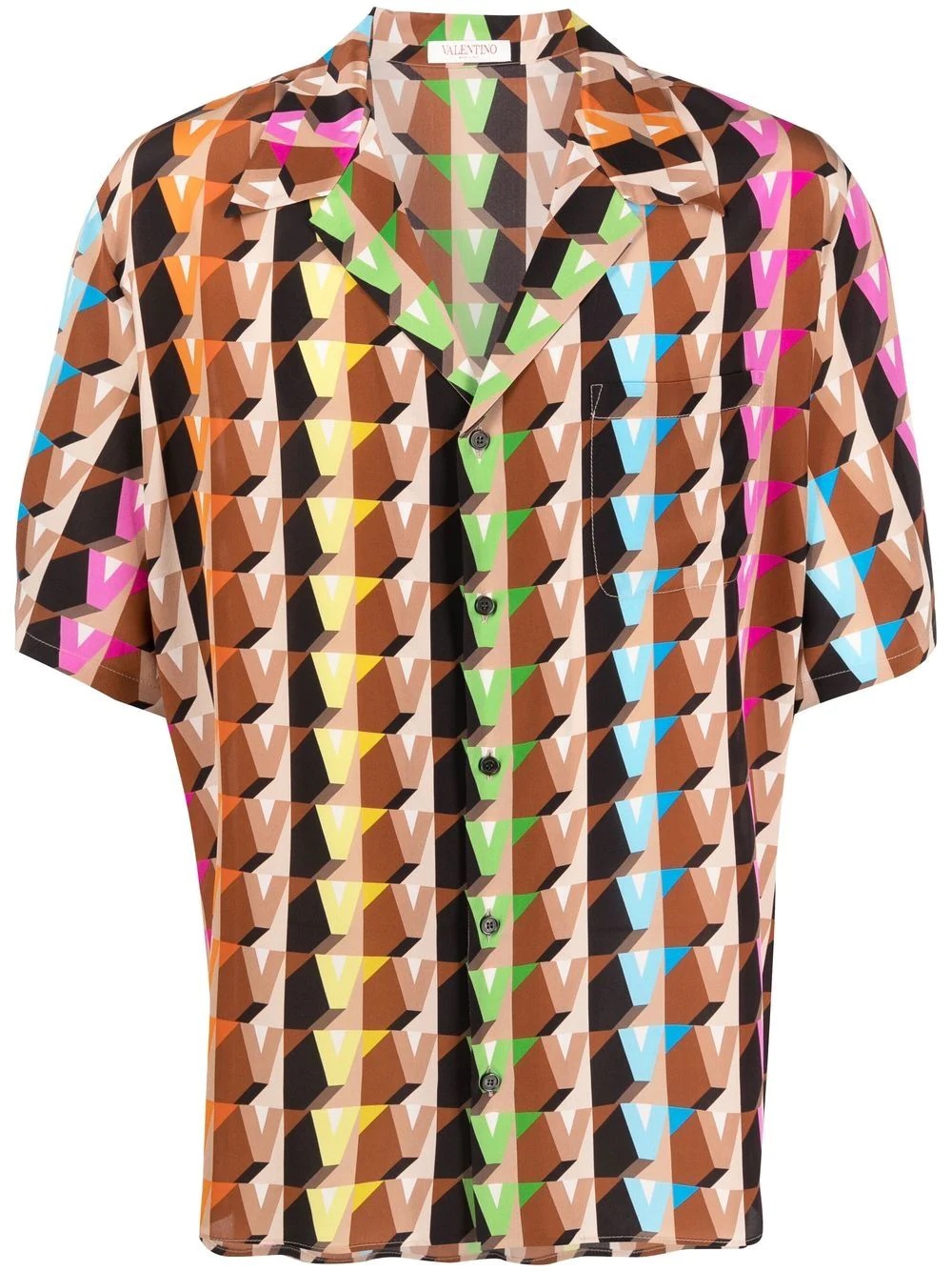 geometric-monogram print silk shirt - 1