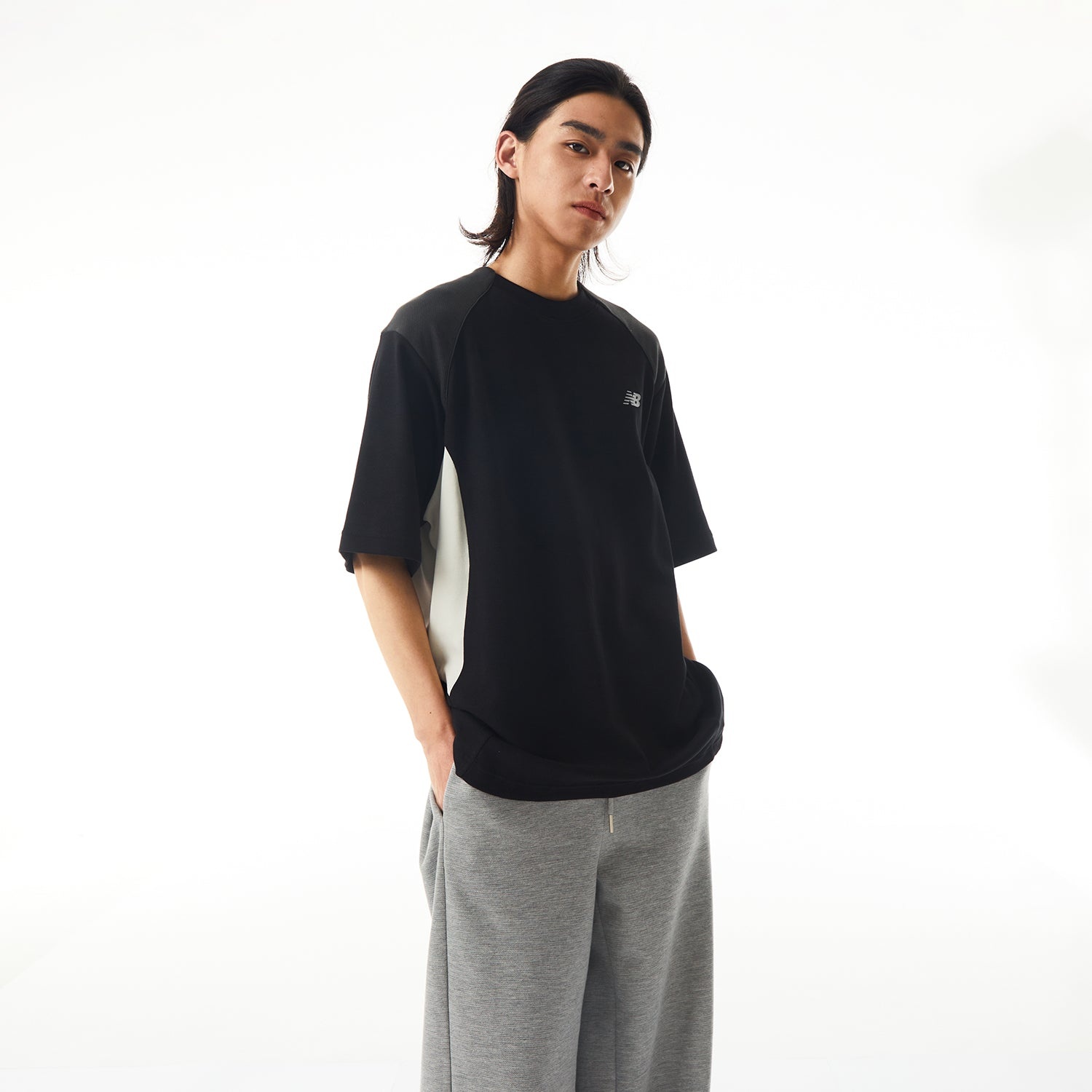 New Balance x LiangDong Color Block T-Shirt 'Black' NEE17113-BK - 4