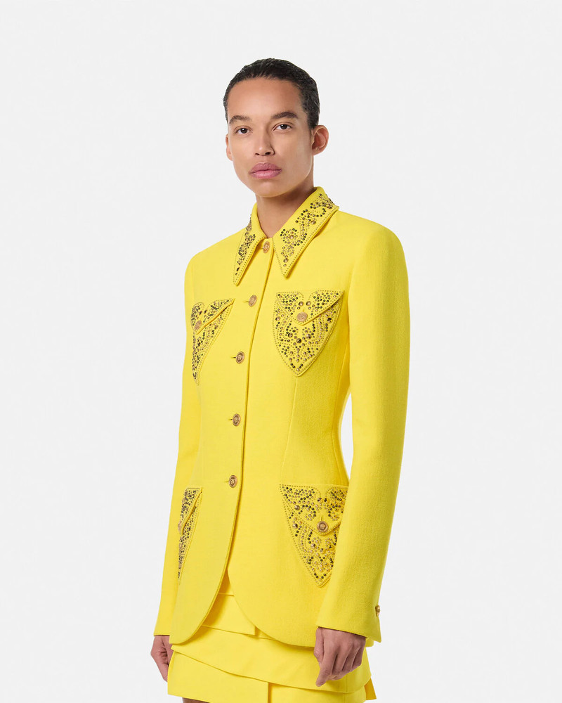 Studded Wool Fitted Single-Breasted Blazer 4