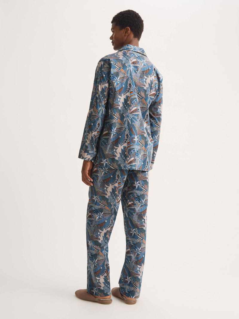 Ledbury Cotton Batiste Pajamas Blue Multi Celebration Print 3