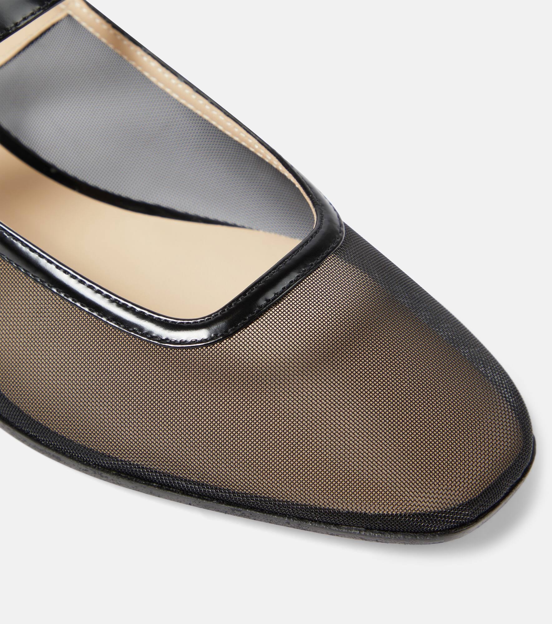 Patent leather-trimmed mesh flats - 6
