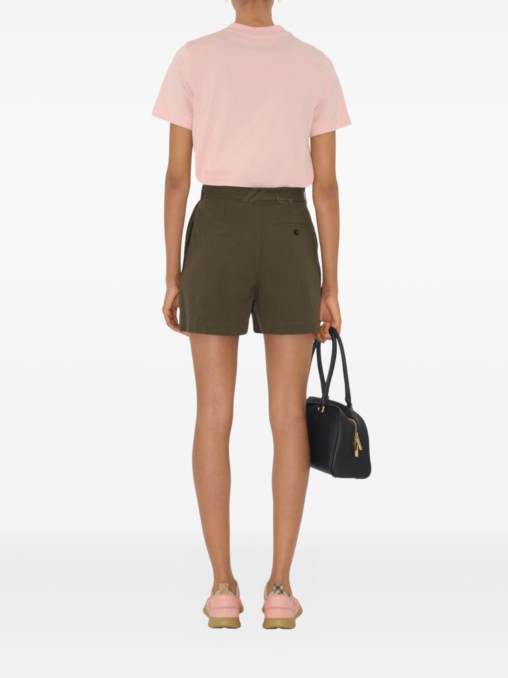 belted gabardine shorts - 4