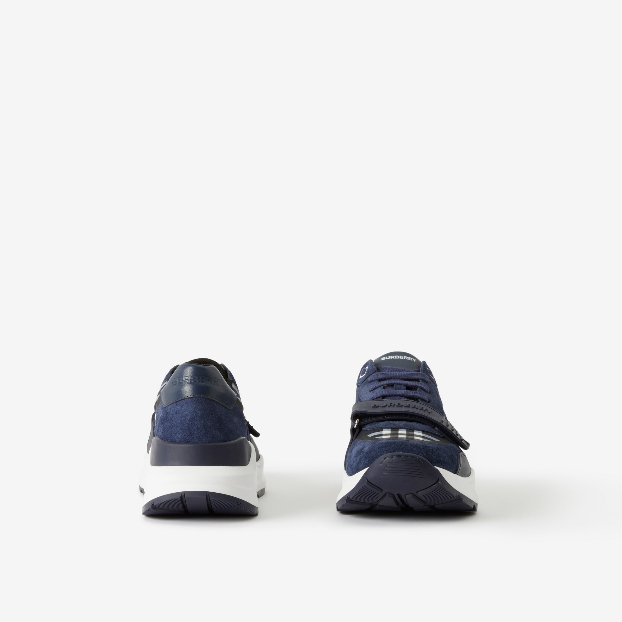 Check, Leather and Suede Sneakers - 4