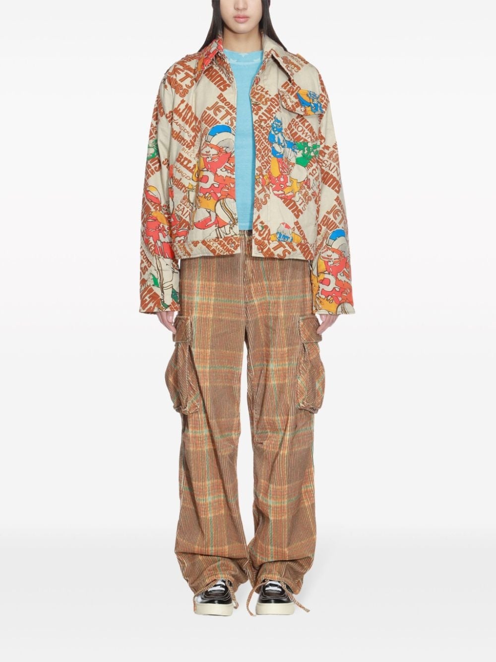 football-print padded jacket - 2
