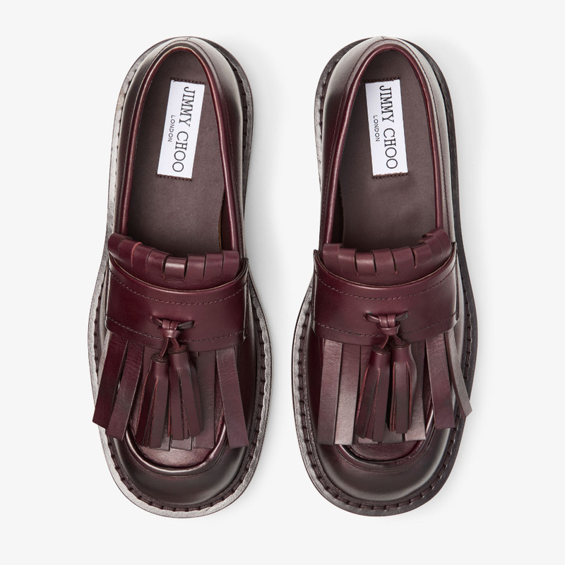 Buff Fringe Loafer Deep Merlot Waxed Calf Loafers 3