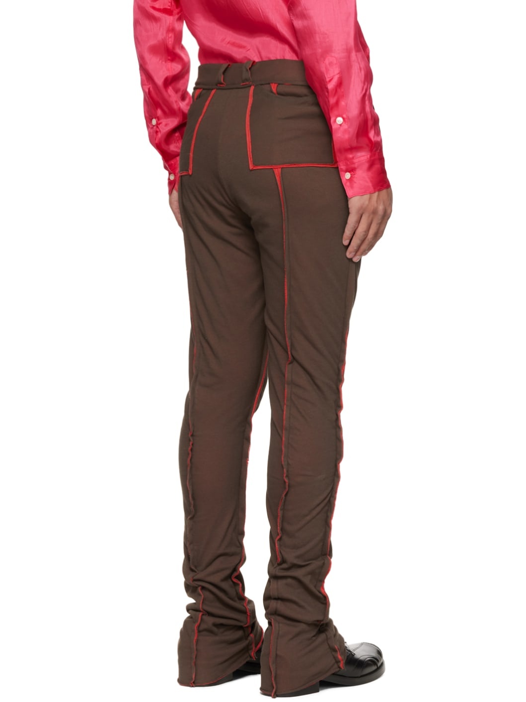 Brown & Red Paneled Trousers - 3