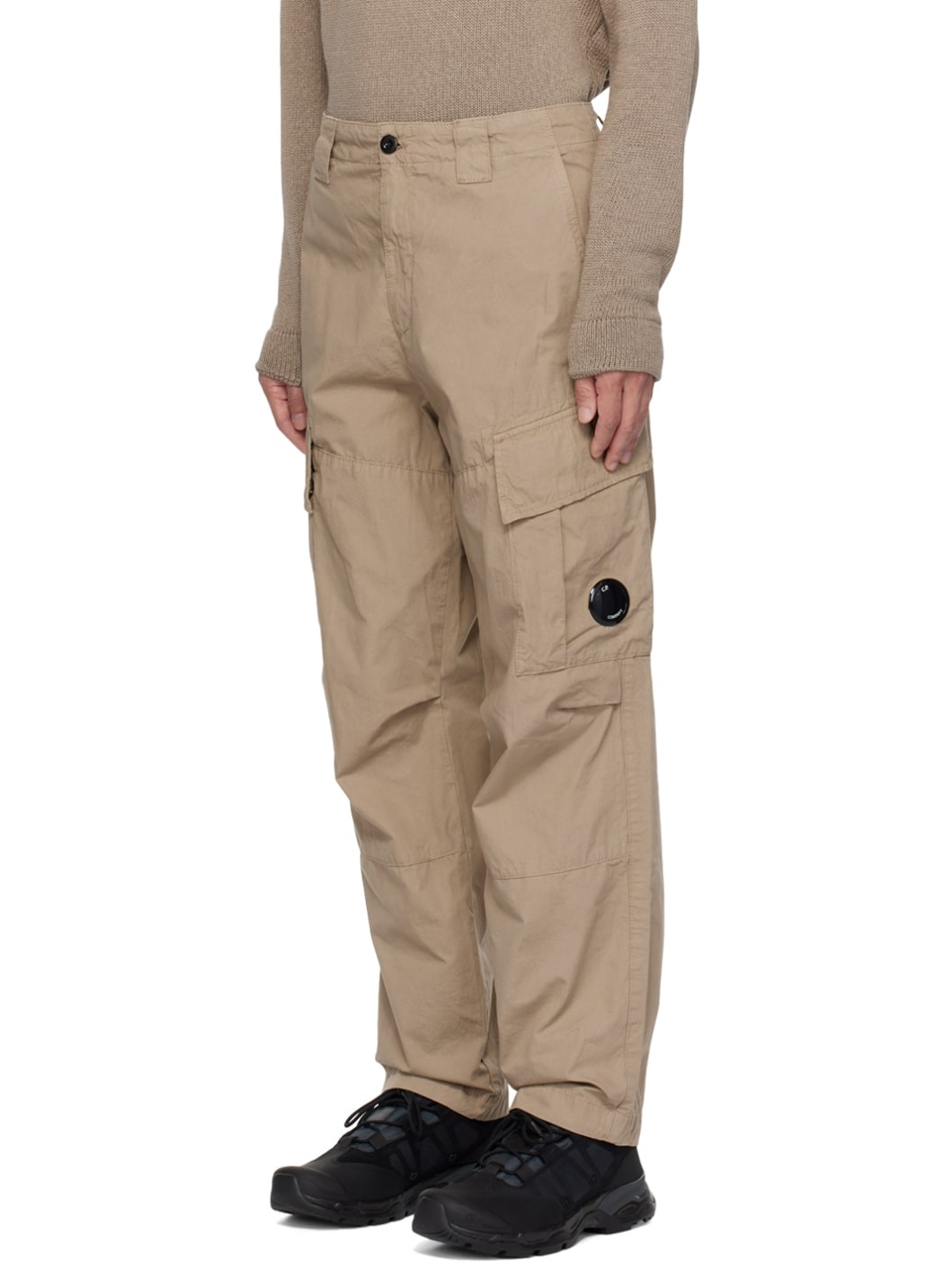 Beige Garment-Dyed Cargo Pants - 4