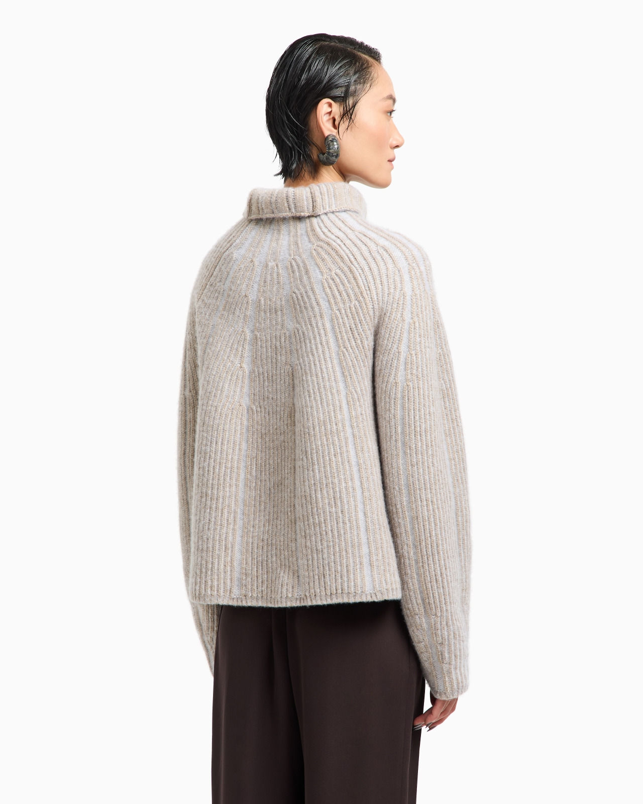 VIRGIN WOOL, CASHMERE AND SILK MOCK-NECK JUMPER - 3