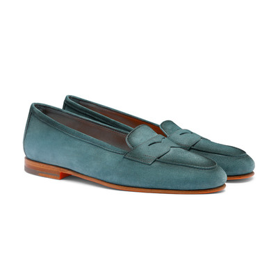 Santoni Women's light blue suede Carla loafer outlook