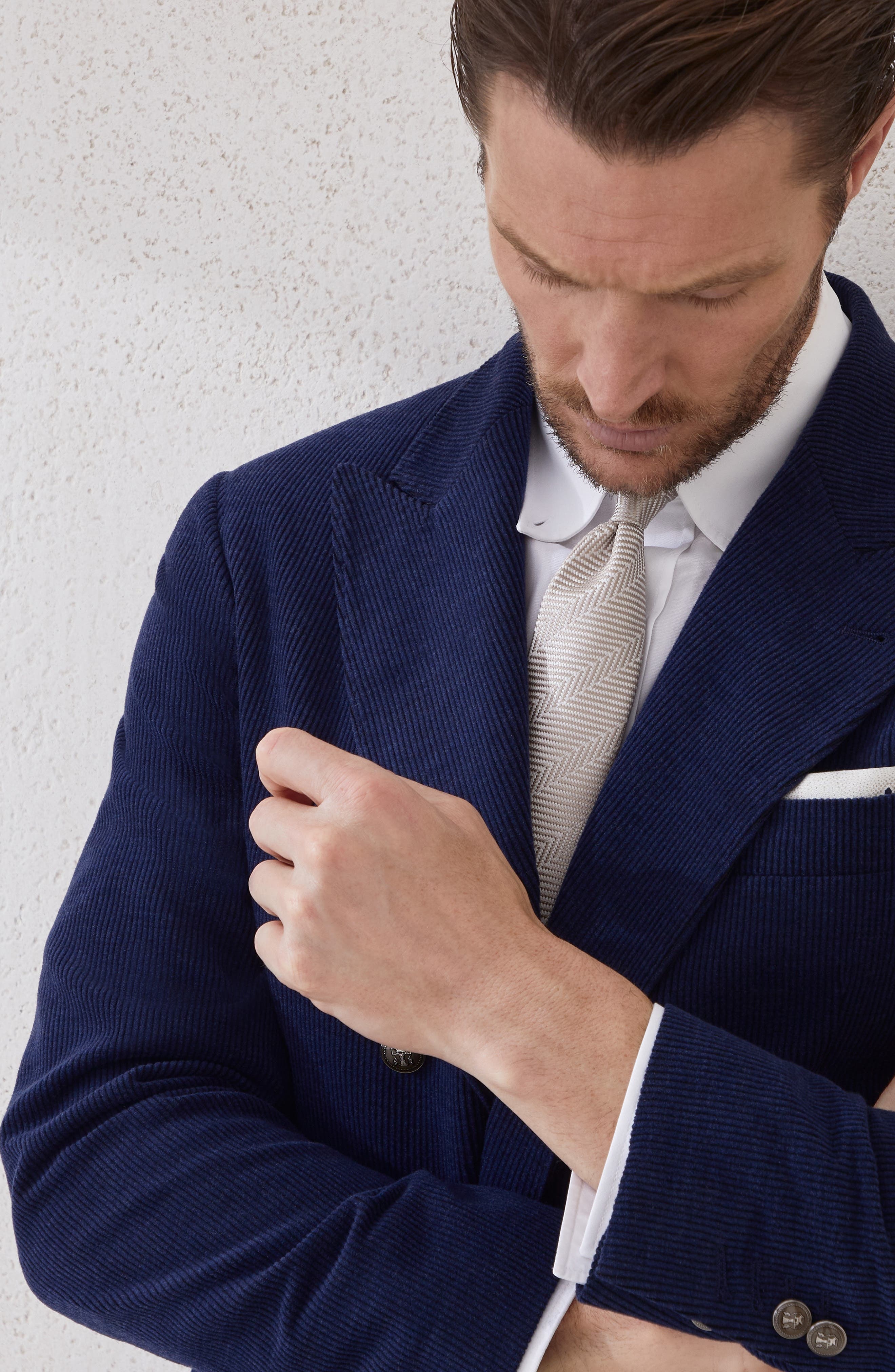 Brunello Cucinelli Herringbone necktie in Salt at Nordstrom - 4