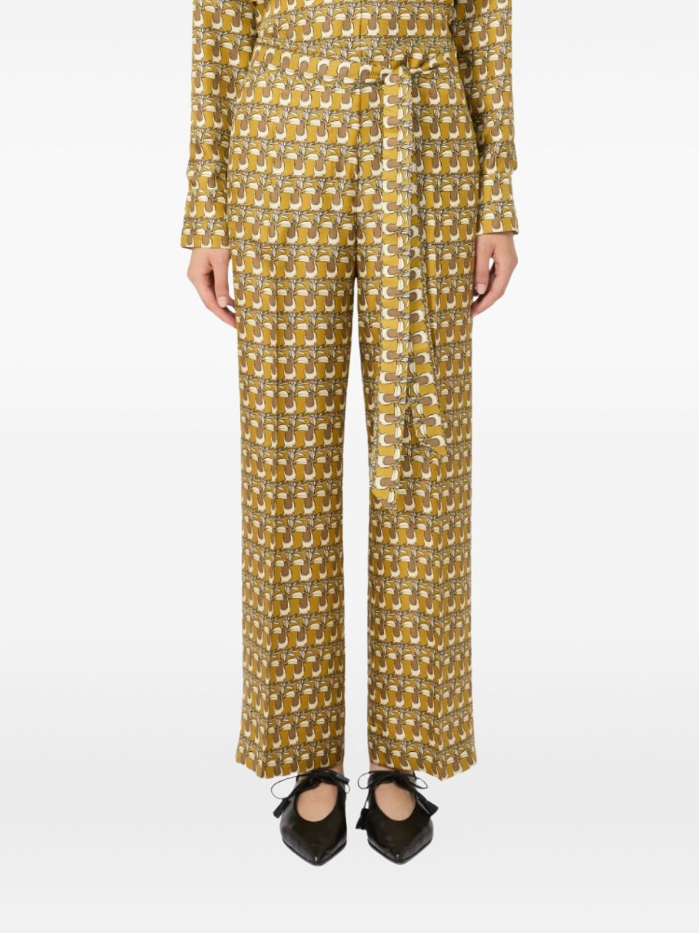 print belted trousers - 3
