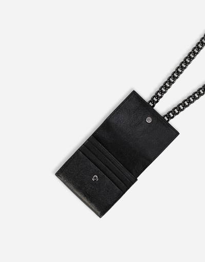 Dolce & Gabbana Matte nappa leather card holder with strap and crossover DG logo outlook