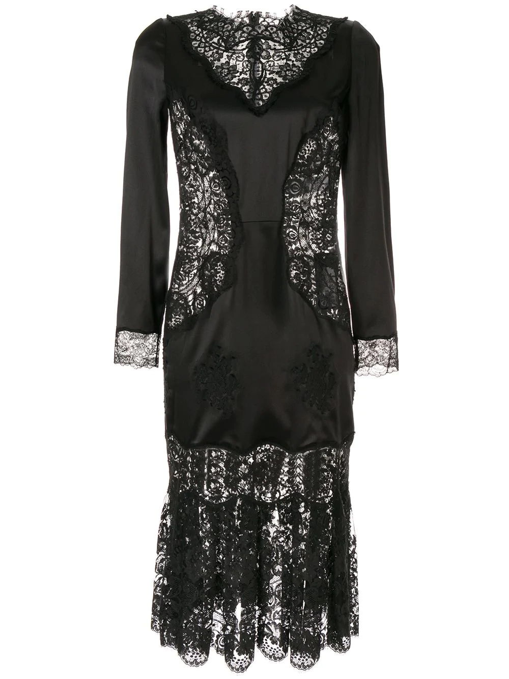 sheer lace panels dress - 1