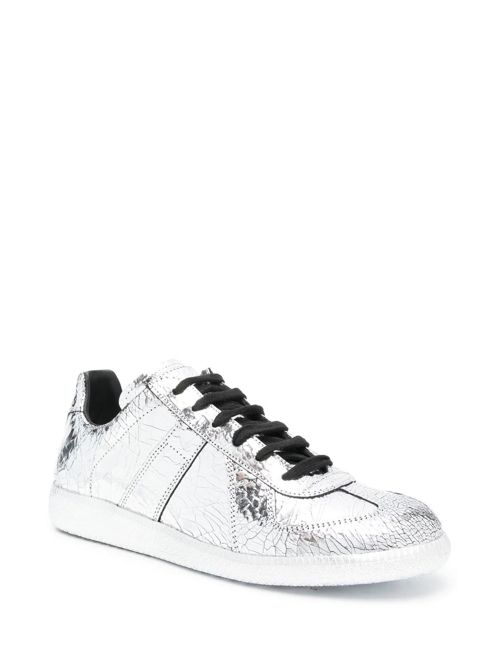 metallic leather low-top sneakers - 2