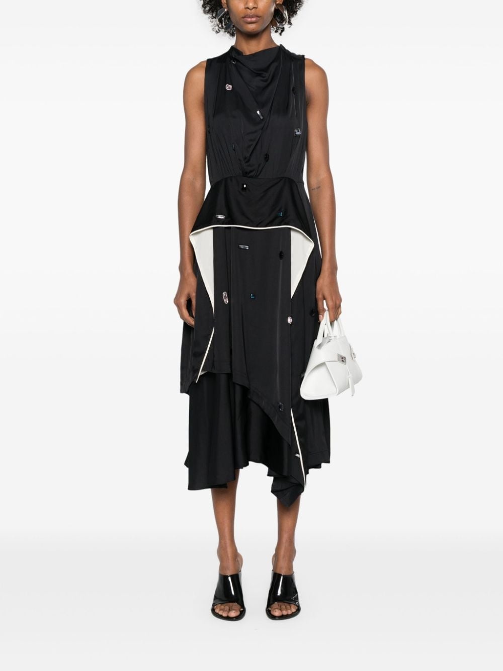 rhinestone-embellished asymmetric dress - 2