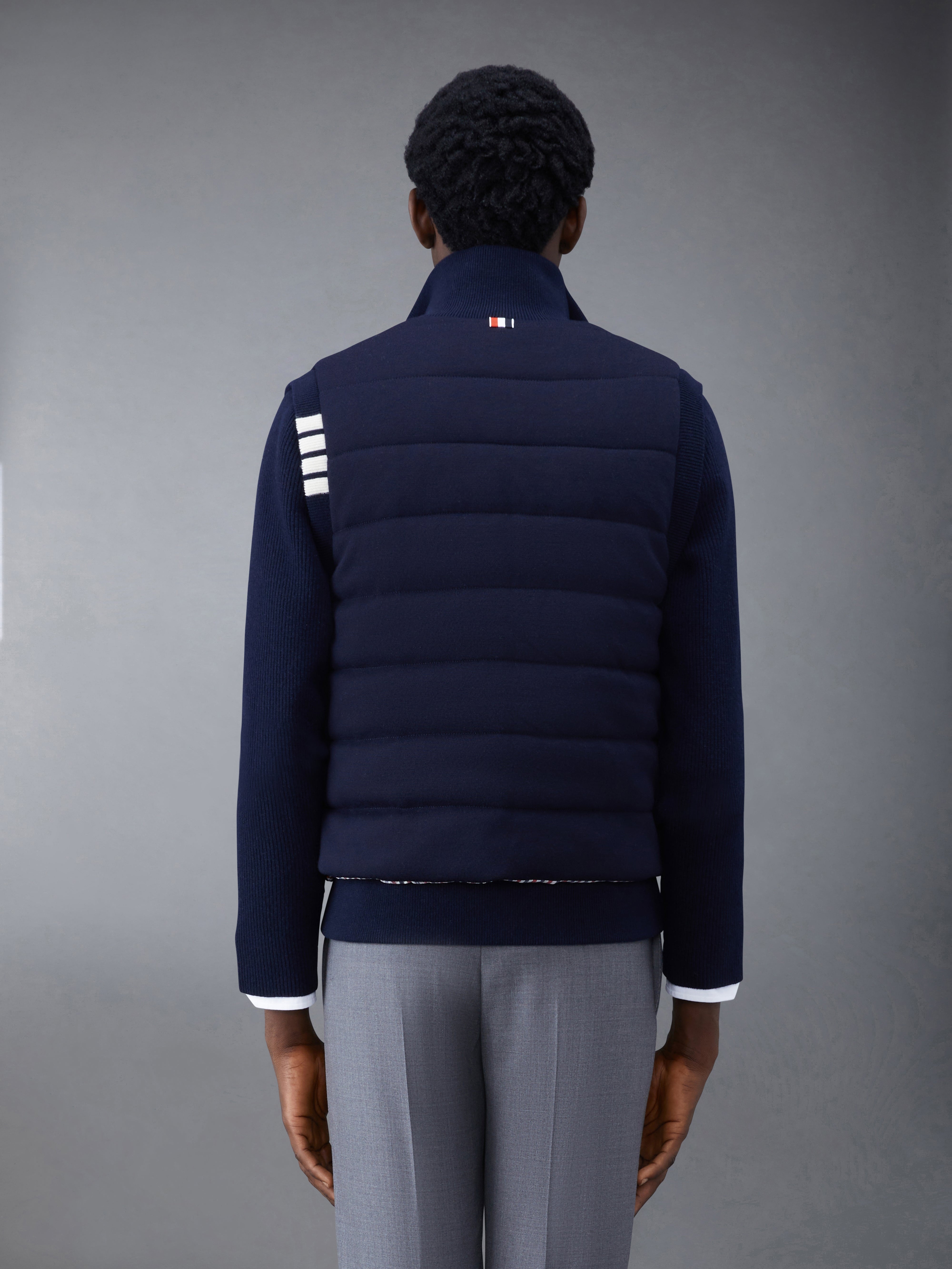 MERINO AND JERSEY PADDED REVERSIBLE 4-BAR FUNNEL NECK JACKET - 3