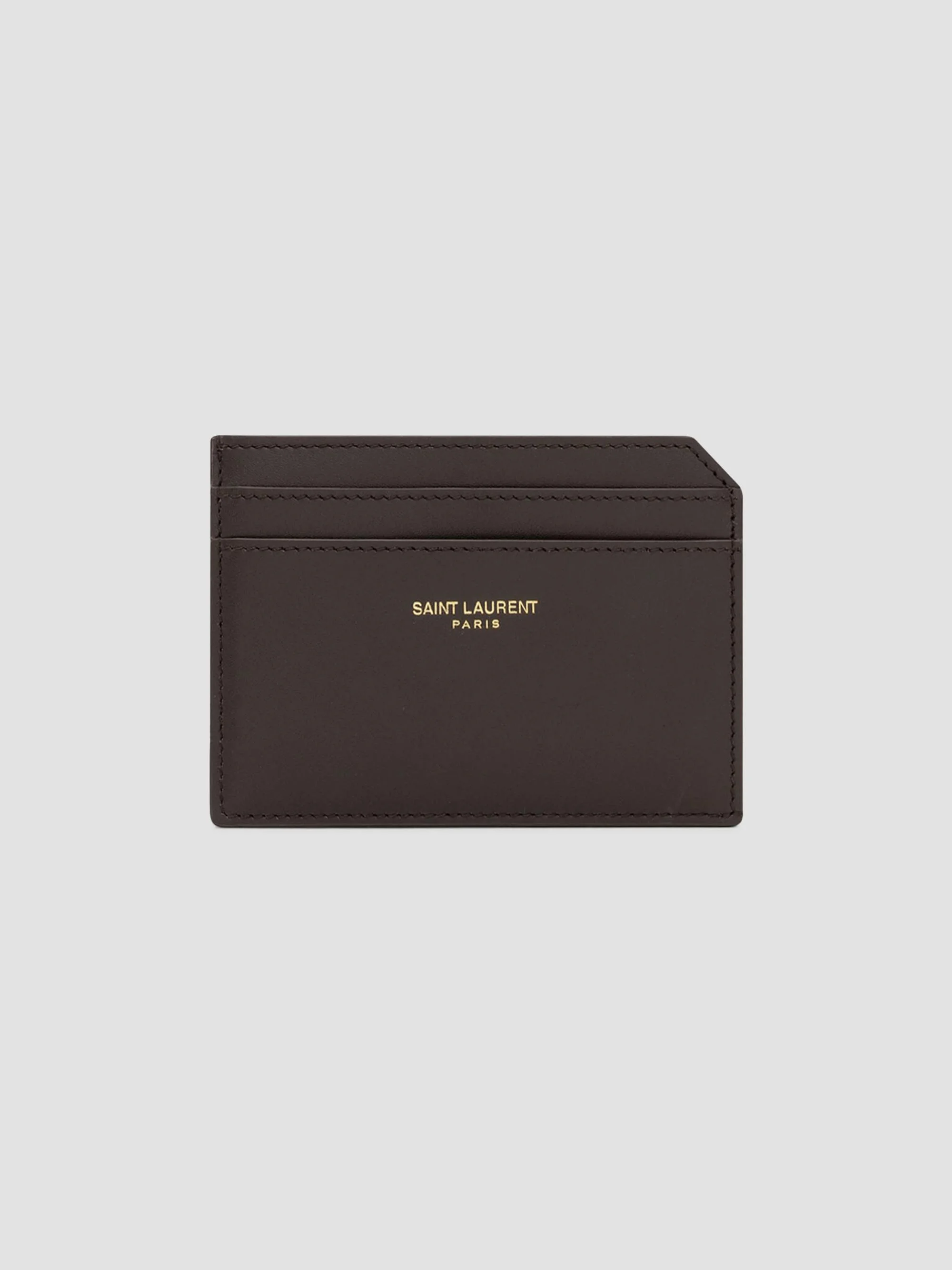 Men's Open Card Case in Two-Tone Smooth Leather - Dark Chocolate Bordeaux - 1