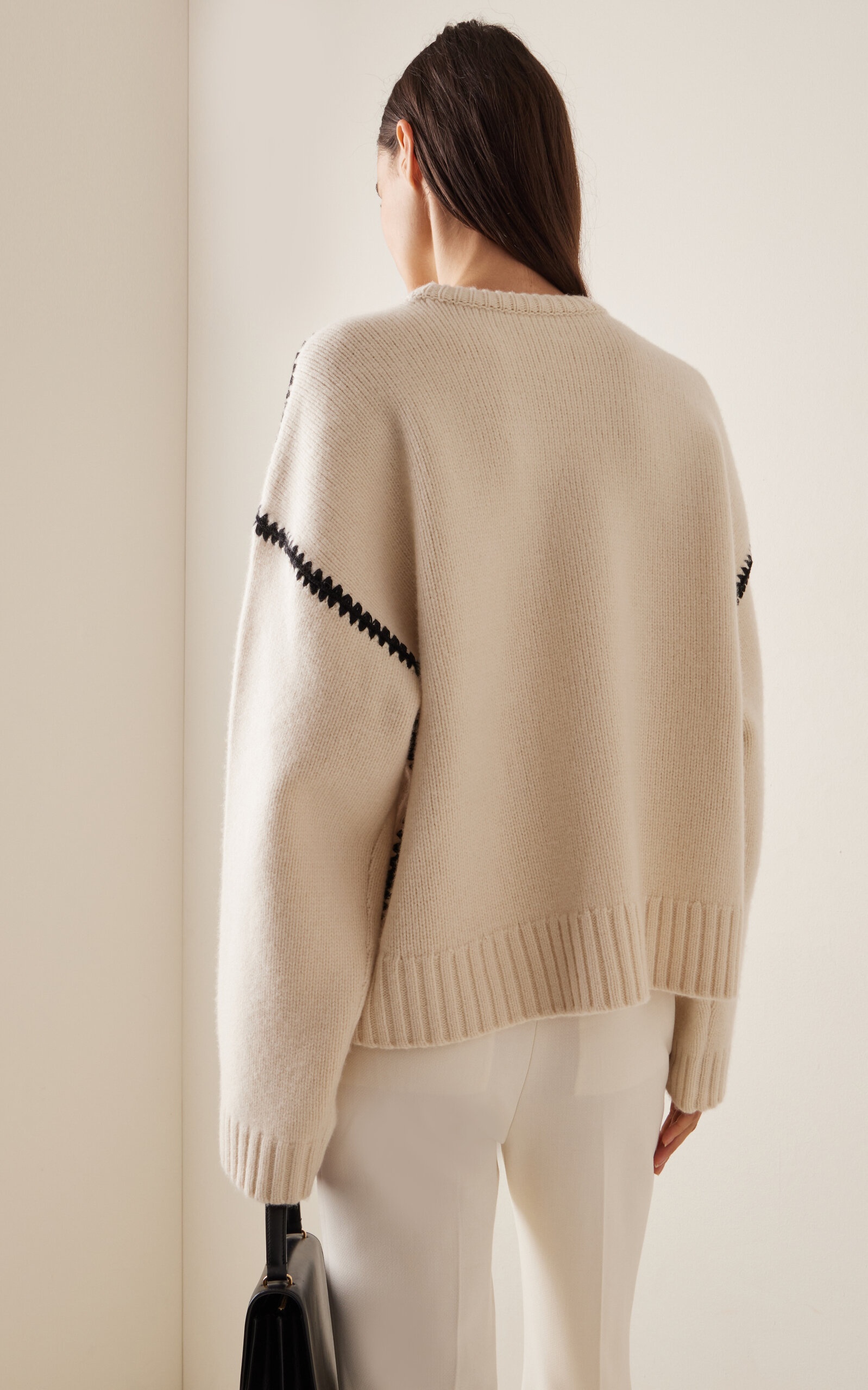 Embroidered Wool-Cashmere Sweater white - 5