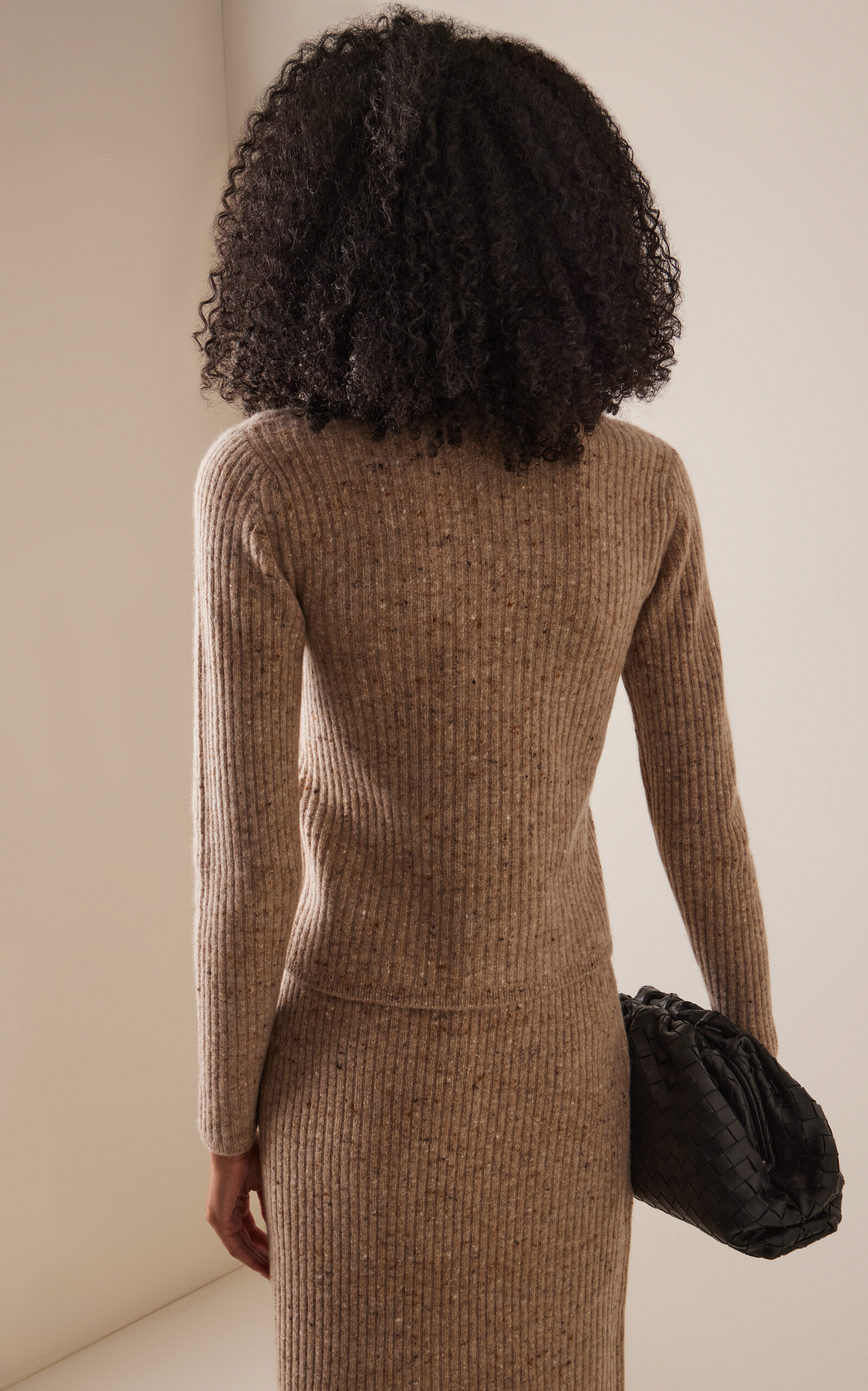 Fitted Wool-Cashmere Knit Top taupe - 4