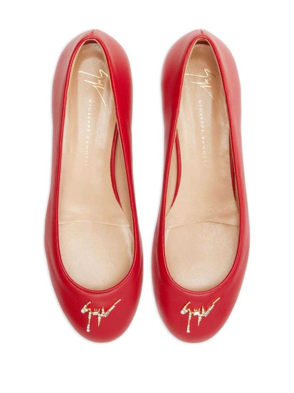logo-plaue leather ballerina shoes - 4