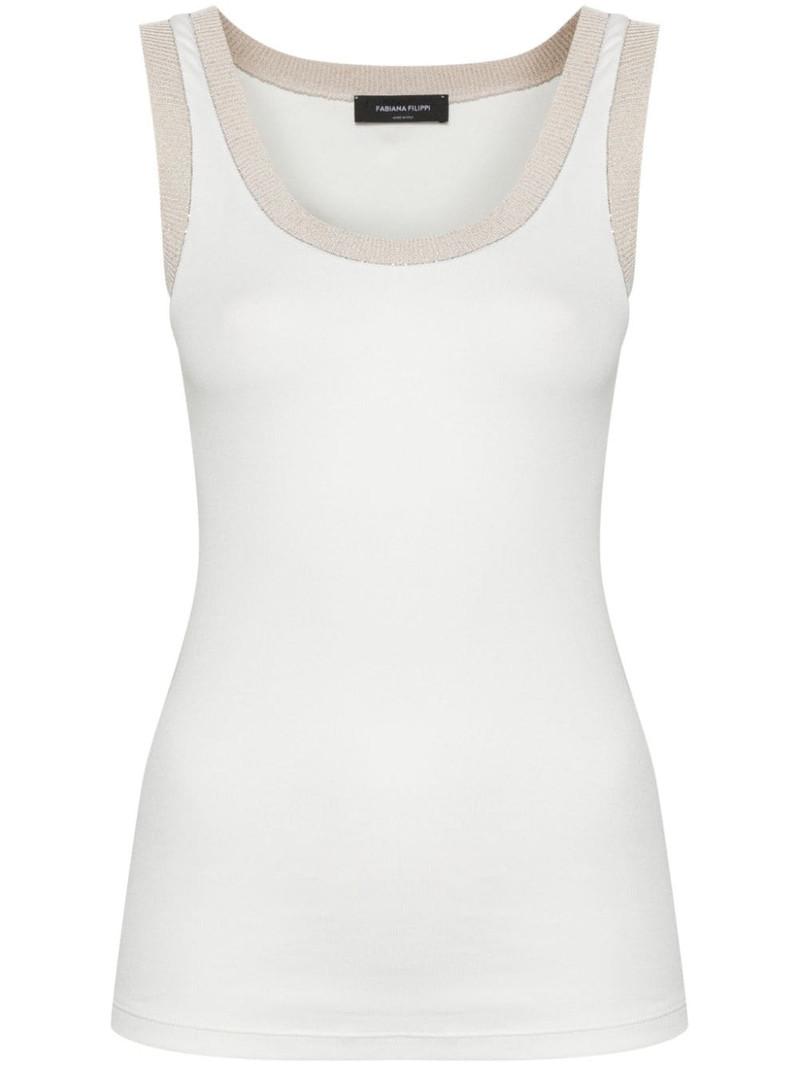 lurex-trim ribbed tank top 1