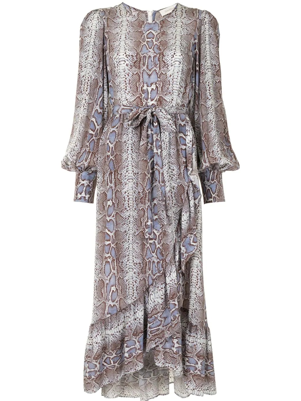 snakeskin-print wrap dress - 1