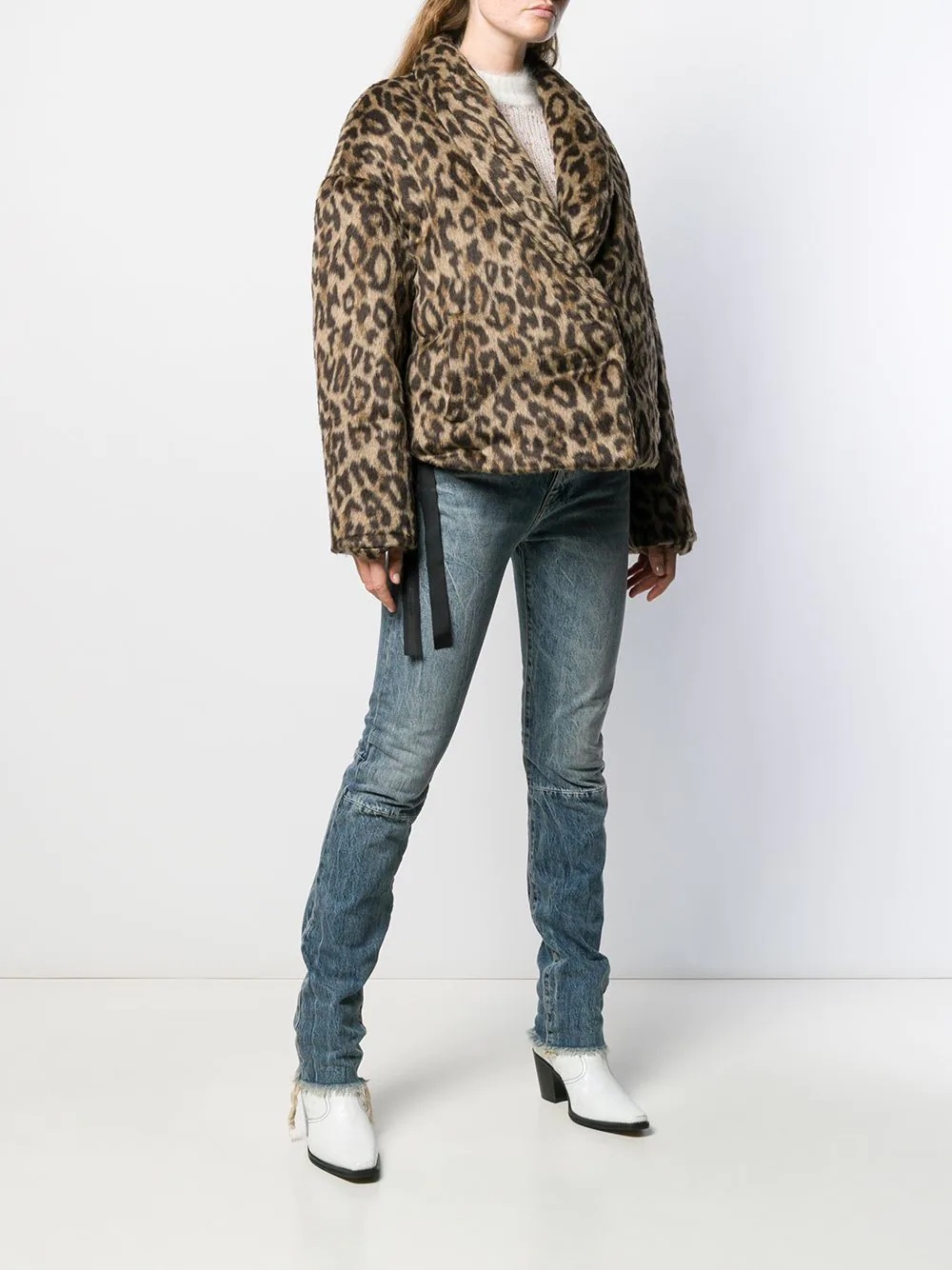 leopard-print down jacket - 3